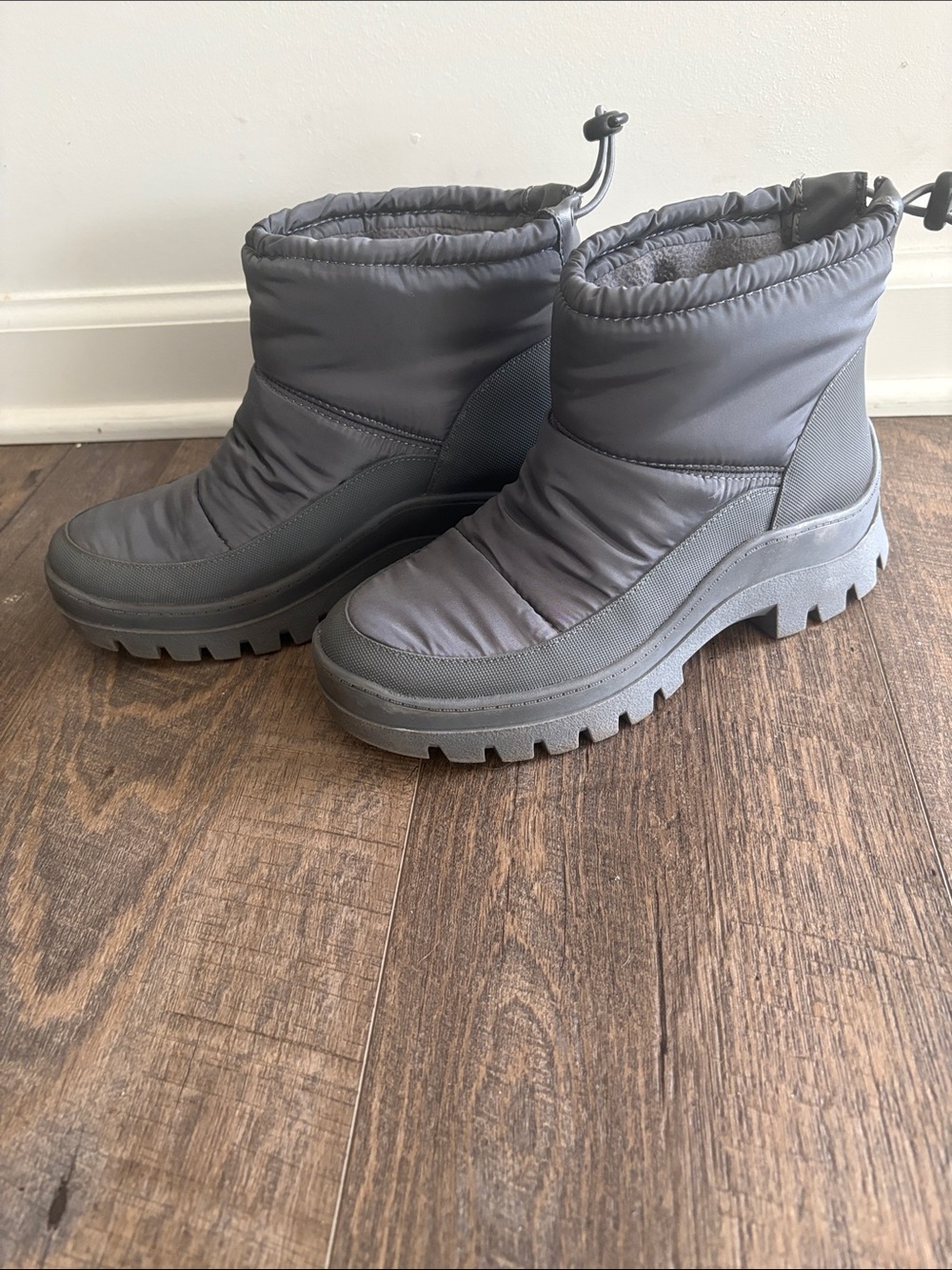 Lucky Brand Grey Quilted Lug Sole Ankle Boots